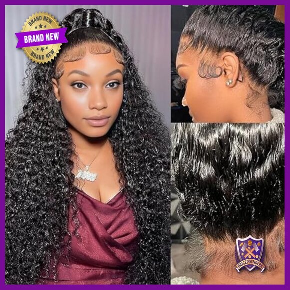 24 Inch Human Hair Wig 360 Lace Front Glueless Water Wave Pre Plucked main image 7